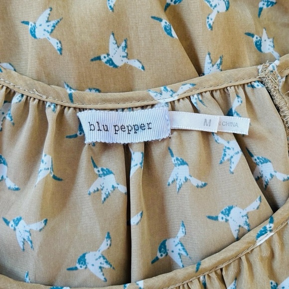 Blu Pepper, Chic Knee-Length Printed Dress, Medium, Tan, White - Picture 3 of 12